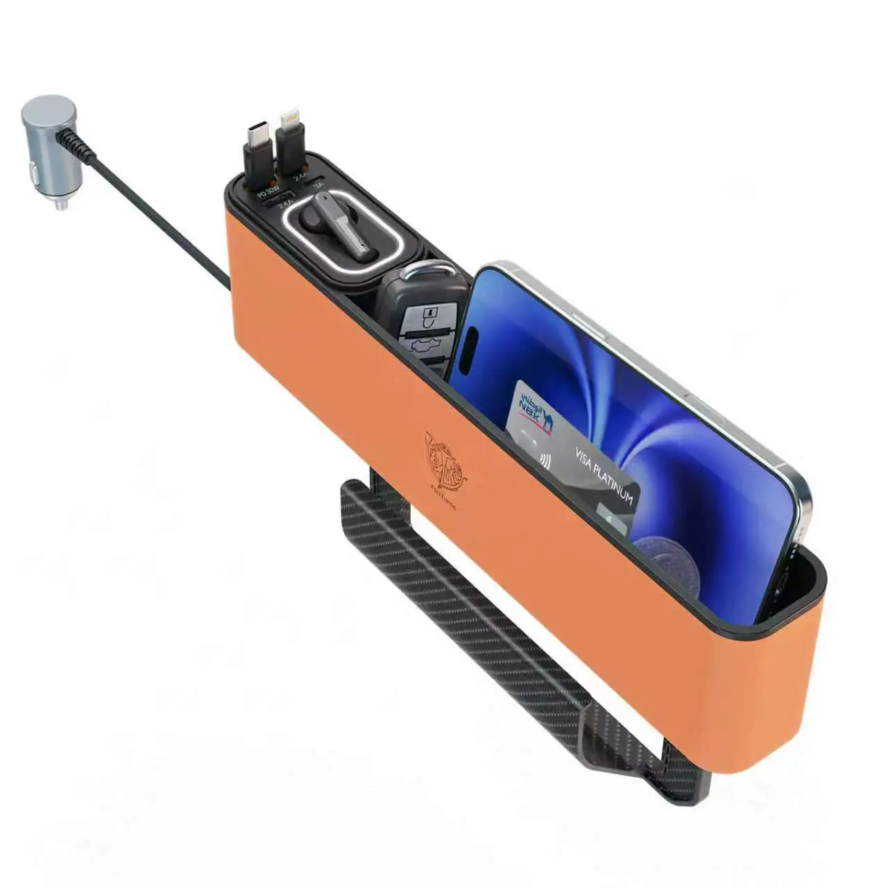 Car Seat Gap Filler Organizer with 69W Retractable Car Charger & Bluetooth Earpiece for Driving Calls, Car Accessories with Trucker Headset, Fits Sedans, SUVs, Pickup Trucks & Crossovers #phoneaccessories, Car Organization Supplies