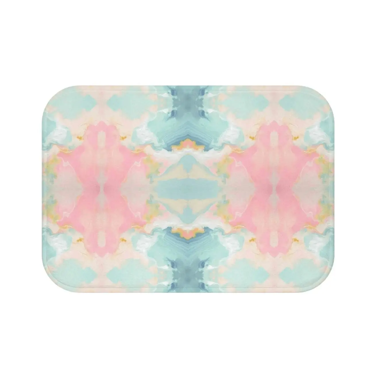 Abstract Bath Mat Watercolor Pink Light Blue Bath Mats Pastel Bathroom Decor Mirrored Art Rug Modern College Decor Dorm