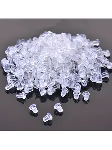 100pcs Clear Silicone Earring Stoppers Earring Backs