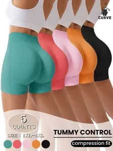 1/5 Pack Plus Size Women High-Waisted Elastic Leggings, High Waist Compression, Abdominal Control, Comfortable Breathable, Non-Rolled Edge, Yoga Pants, Underwear
