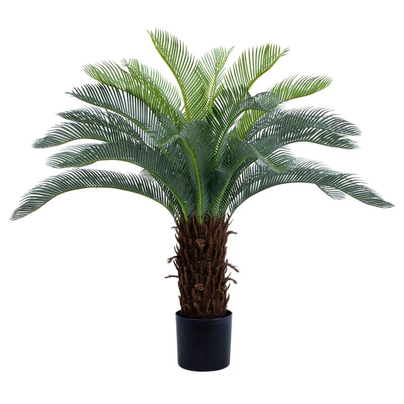 Bellacat UV-Resistant Faux Sago Palm Tree with Lifelike Bark & Realistic Leaves for Home Office Patio Decor, Sturdy Pots, Fade-Resistant Artificial Cycad Plants