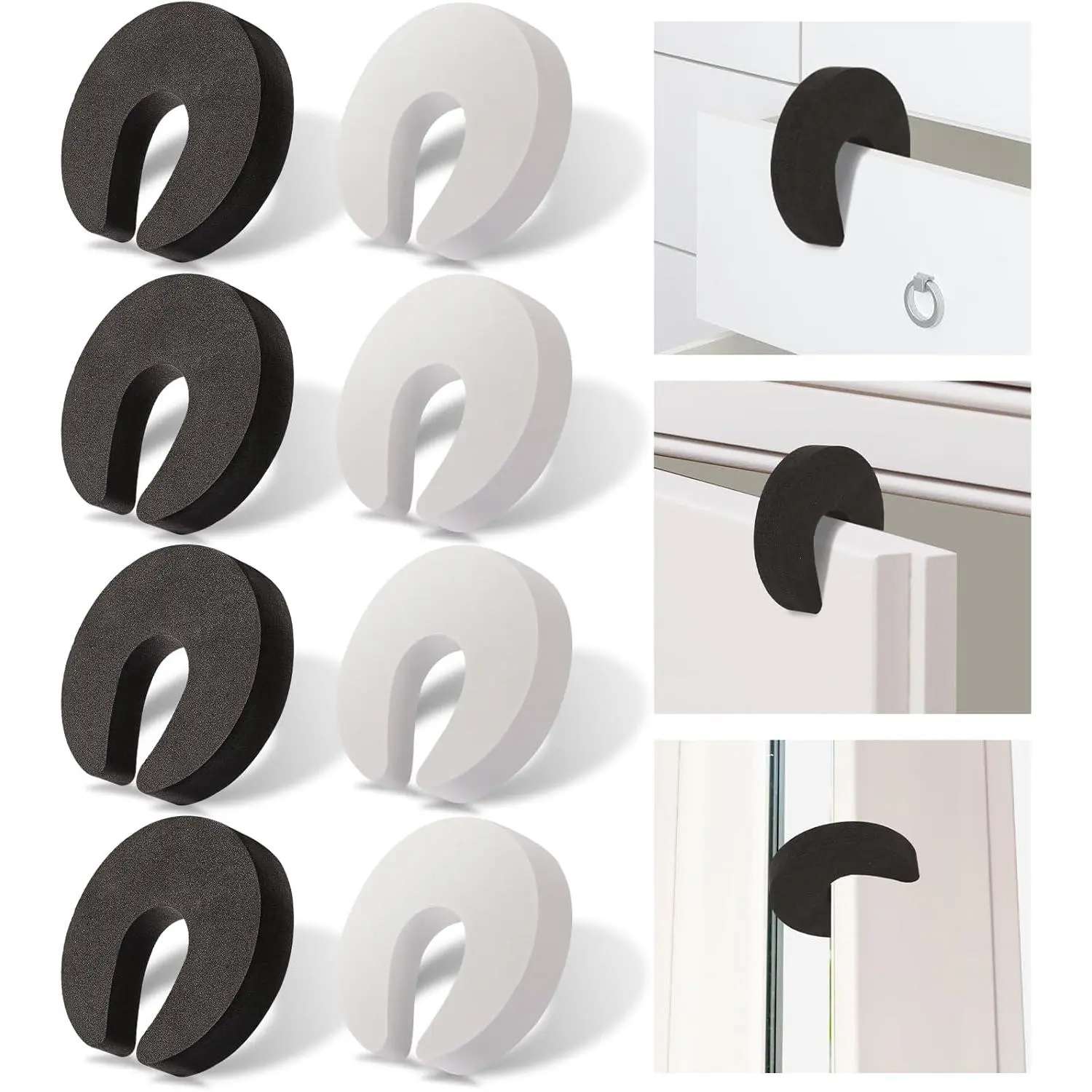 8 Pcs Multifunctional Door Pinch Guard, Stylish Door Finger Pinch Guard, Foam Door Stopper That Prevent Finger Injuries, Slamming Doors, and Keep Children or Pets from Getting Locked in Rooms