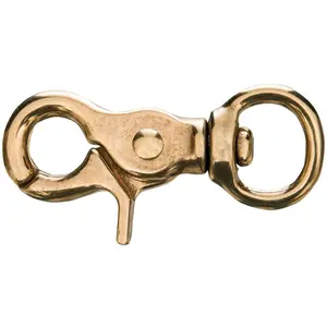 Jeffers Solid Brass Trigger Snap with Round Swivel Eye, 5/8" x 2-3/4"