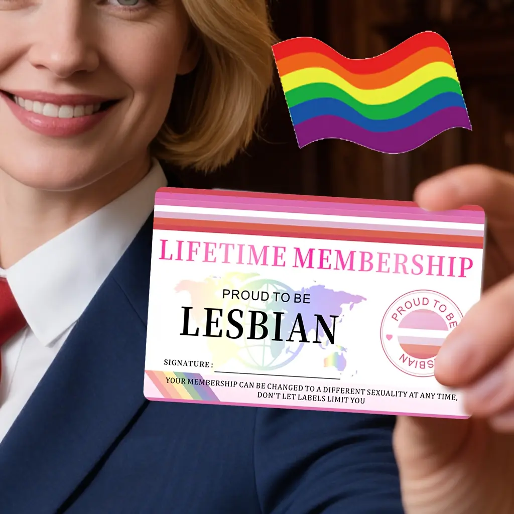 Lesbian Pride Lifetime Membership Card - Vibrant Rainbow PVC ID with Respect & Love Message, Bold "PROUD to BE LESBIAN" Design - LGBTQ+ Celebration Gift, Gift Idea for Birthdays, Pride Events & Pride Month