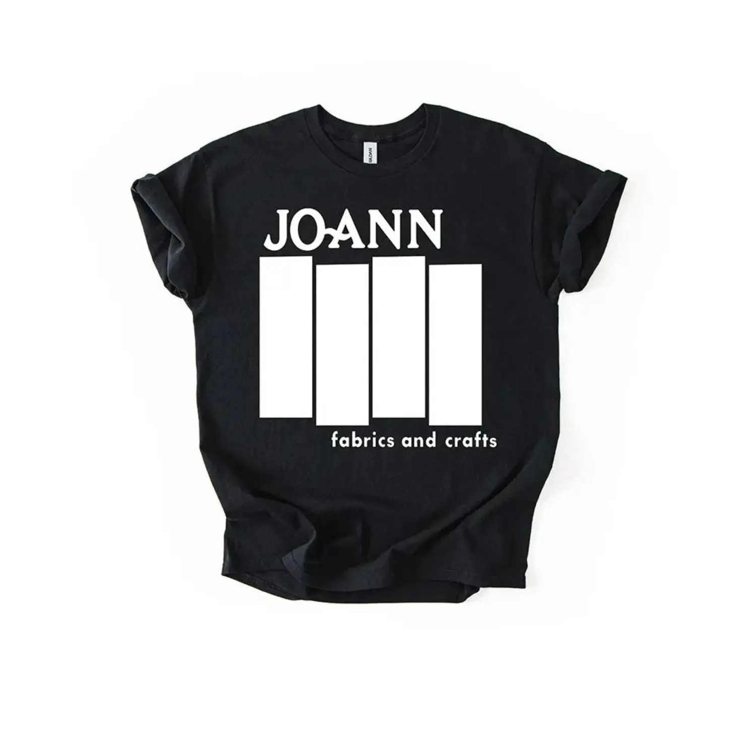 Black Punk Satire Unisex T-Shirt Featuring Joann Fabric Flag Suitable for Crafters Size S to 5XL