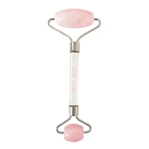 Skin Gym Rose Quartz Crystal Facial Roller for Radiance Boosting & Smoothing - Daily Face Lifting Device for Depuffing & Moisturizer Enhancement