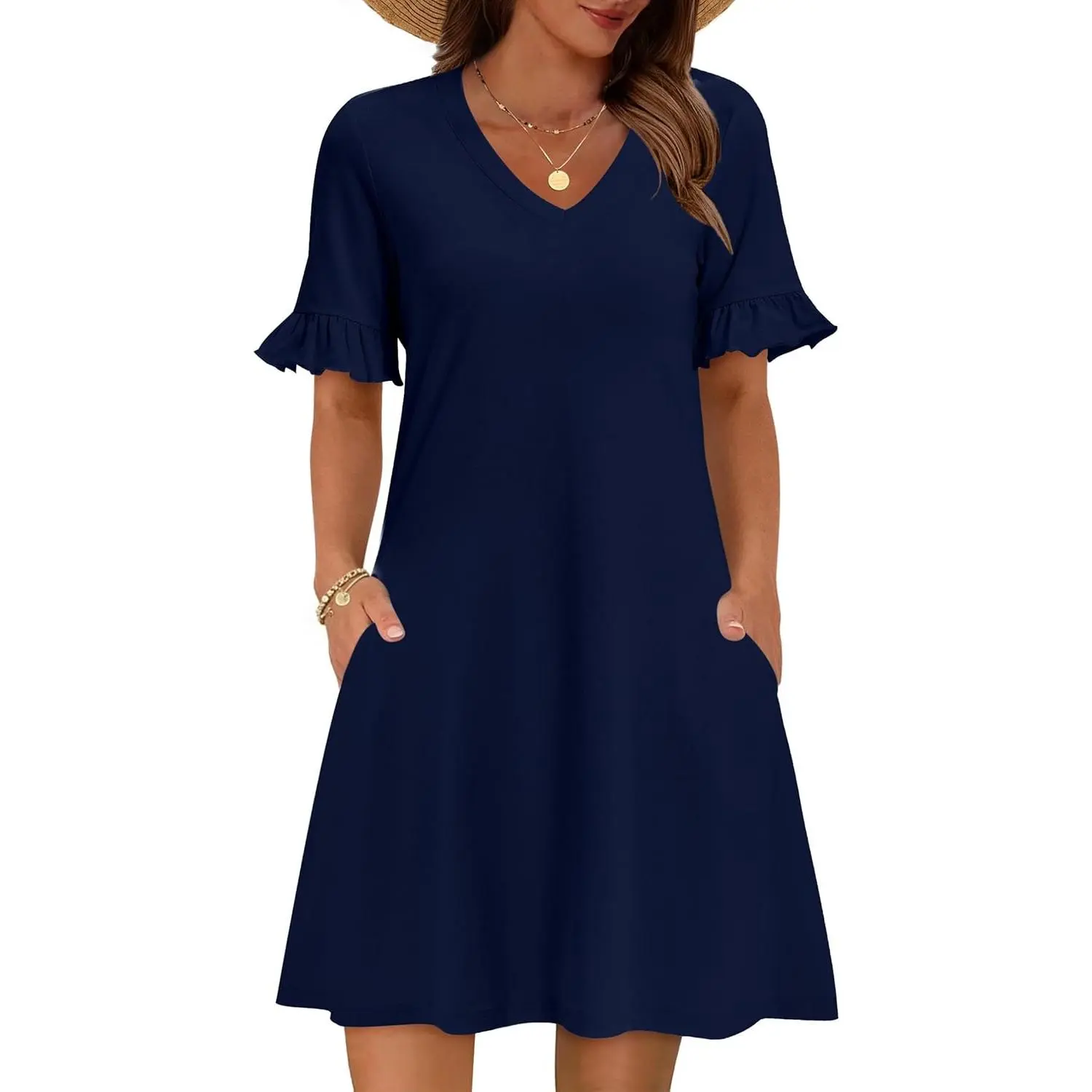 Summer Casual Dresses for Women A Line Sun Dress Ruffle Short Sleeve V Neck Floral Tshirt Dress with Pockets - TikTok Shop Summer Casual Dresses for Women A Line Sun Dress Ruffle Short Sleeve V Neck Floral Tshirt Dress with Pockets - TikTok Shop