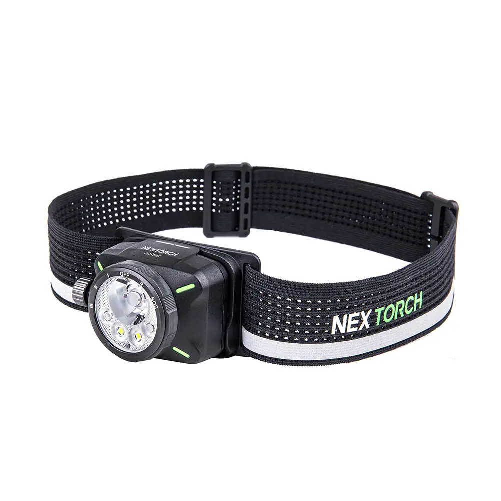 NEXTORCH eStar Dual-Light Headlamp - 1300 Lumens Ultra-Bright, for Camping & Hiking, Sports & Outdoor Leisure Equipment, Black (2×1200mAh Rechargeable Li-Po Batteries (1 Spare))