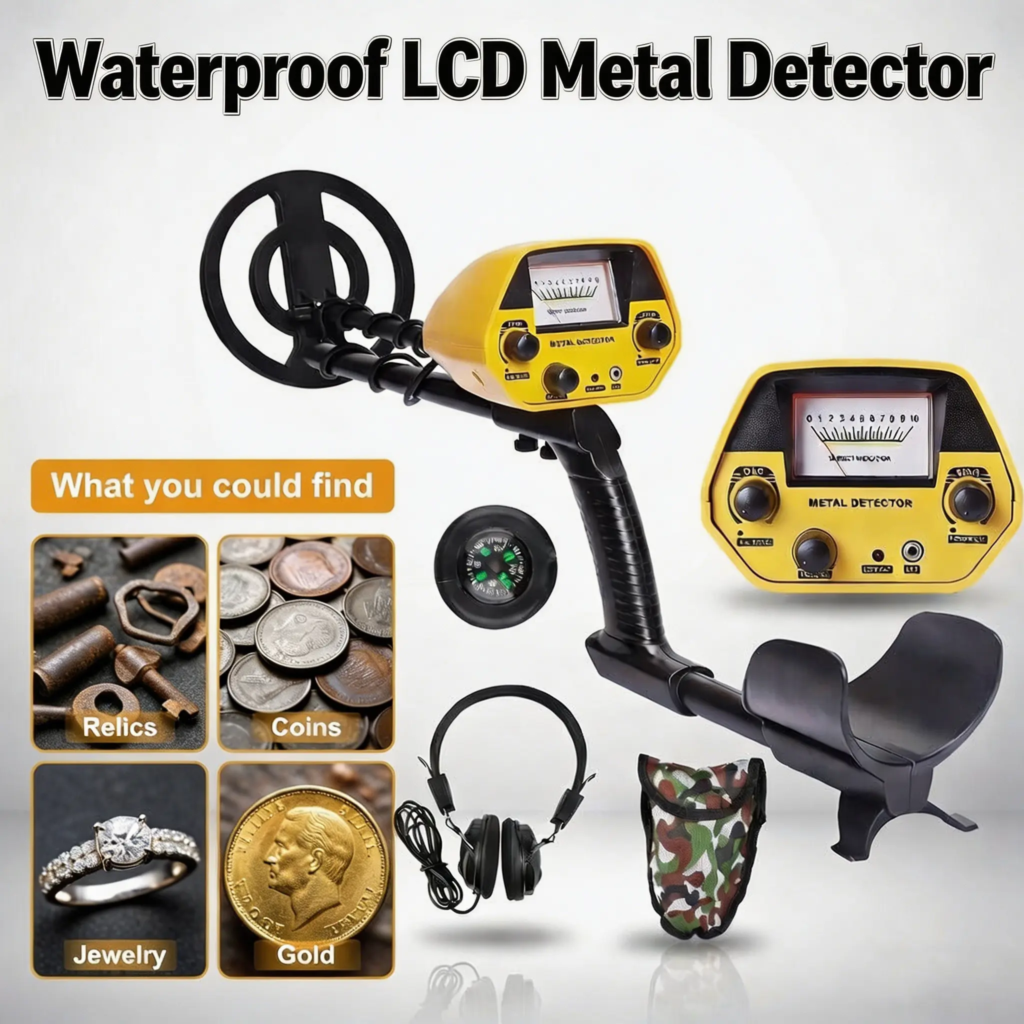 Waterproof LCD Metal Detector with Deep Sensitive Coil | Gold Hunter ...