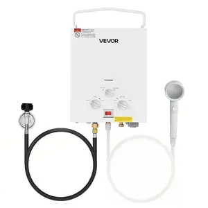 VEVOR Portable Propane Water Heater, 6L Tankless Outdoor Water Heater, 41000 BTU 1.58 GPM Instant Hot Water, with Accessory Set+ Regulator for RV Camping Trips Cabins Barns