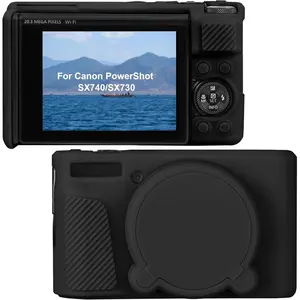 Cover for  PowerShot SX740 / SX730 Point and Shoot Digital Camera, SX740 Soft  Protective Case with Detachable Lens Cover, Black
