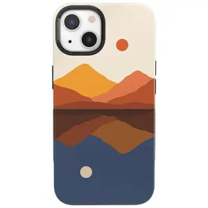 Casely iPhone 13 Mini Case | Opposites Attract | Day & Night Mountains | Bold Protective Design | Compatible with MagSafe