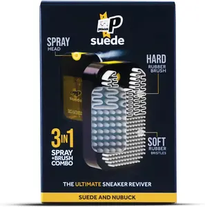 Suede Reviver - Suede Shoe Cleaner, Conditioner & Suede Brush for Suede & Nubuck Sneakers - Restores Vibrancy & Texture - Nourishing Suede Spray For Tired Footwear