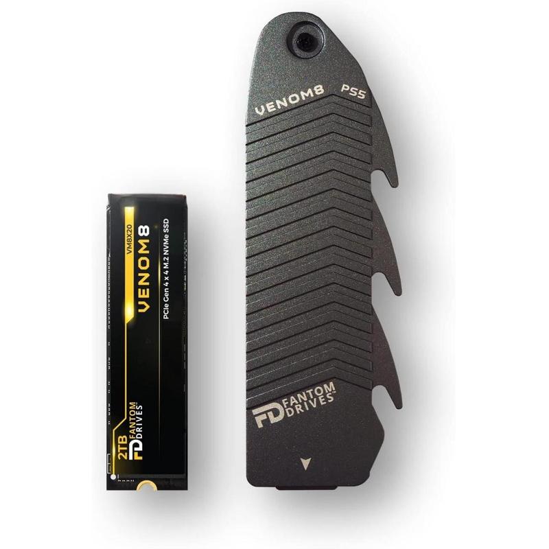 Fantom Drives - VENOM8 1TB 2TB 4TB 8TB NVMe Gen 4 M.2 Internal SSD - PS5 Memory Upgrade 3D NAND TLC – DDR4 DRAM Cache - 7400MB/s Solid State Drive w/ Heatsink (VM8X20-PS5)