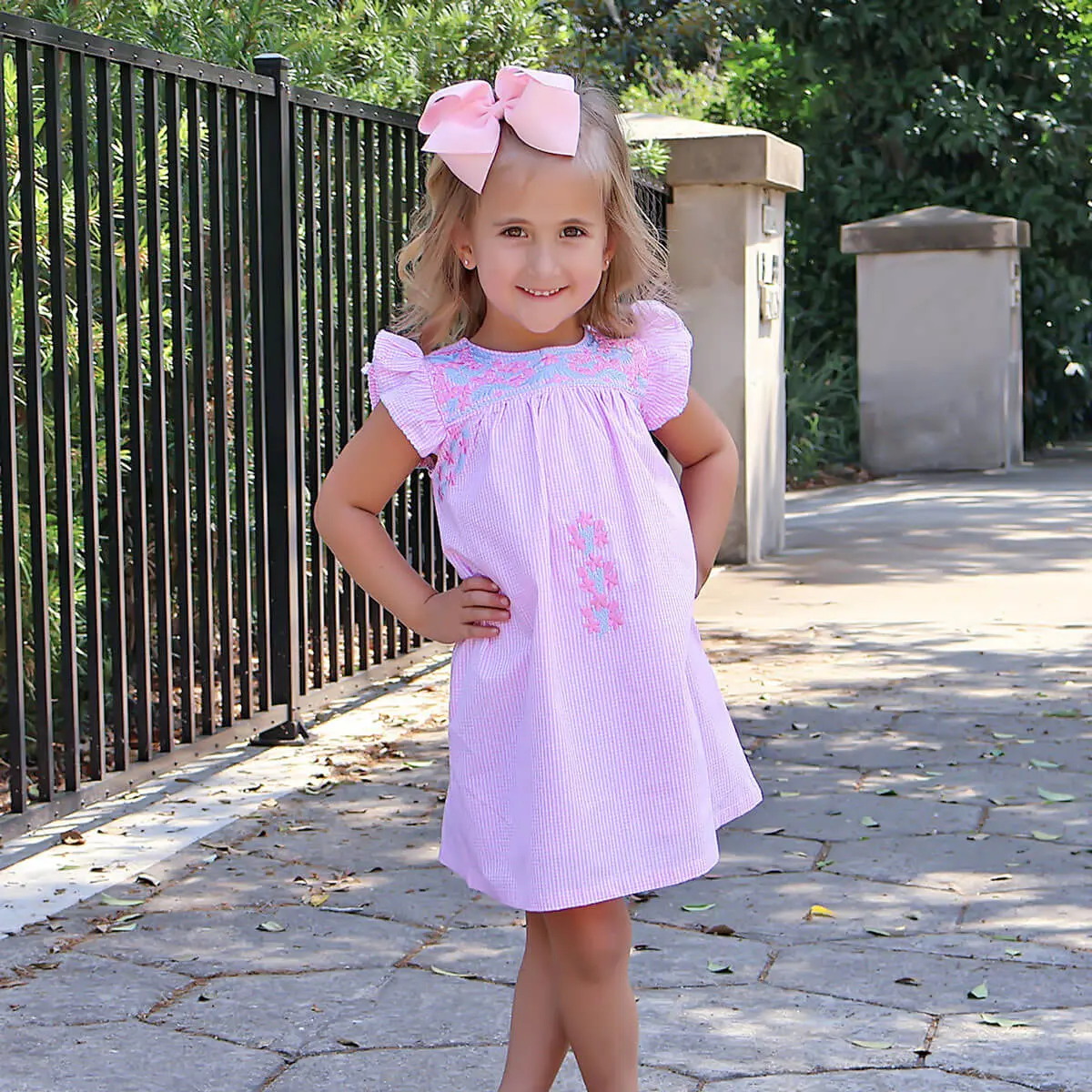 Fiesta Pink Gingham Embroidered Dress - Girls Dress with Stitching - TikTok Shop Fiesta Pink Gingham Embroidered Dress - Girls Dress with Stitching - TikTok Shop
