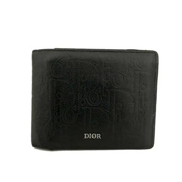 Pre-owned Other Other Christian Dior Oblique Trotter Leather Bifold Wallet Black*/7BK0634 12392668010/362307
