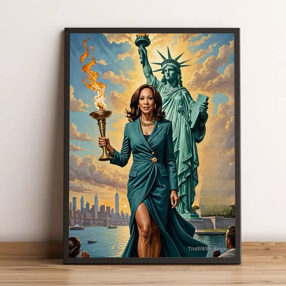 Kamala Harris 2024 Madam Poster, 2024 Kamala Harris Goddess Of Freedom Posters