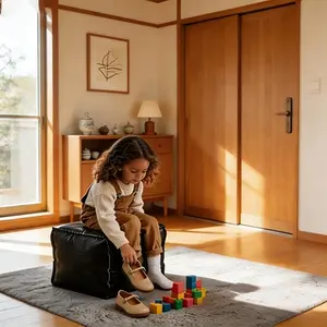 Includes unfilled storage ottoman cover, 15.7-inch square faux leather bean bag ottoman, wear-resistant and easy-to-clean artificial fabric home sofa ottoman cover