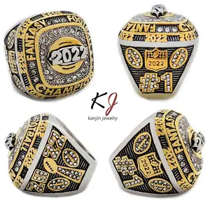 2022 FFL Fantasy Football Championship Ring Men's Ring Gift Jewelry Vintage Crystal Ring Spinner Rings