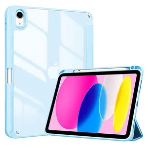 Suitable for iPad 11 generation tablet cover, iPad 10 generation three fold protective case, acrylic anti drop protective cover with pen slot, three fold bracket protective cover, automatic wake-up/sleep function