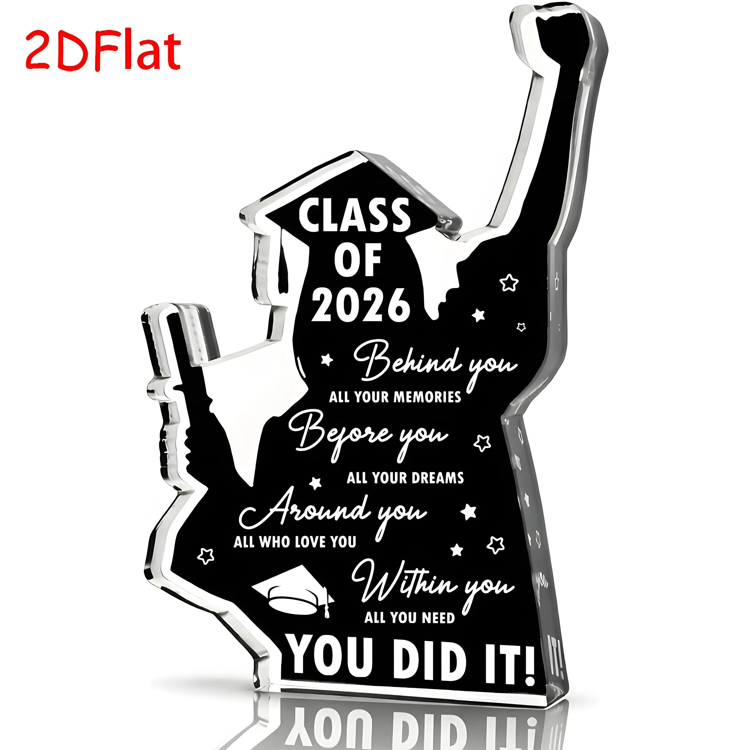 Acrylic Plaque Gift for University Graduates, High School Diploma Decorations, Inspirational Desktop Decoration, Class of 2026 Memorial, Custom Plaque, Acrylic Sign
