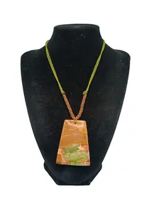 Handmade Macrame Necklace with Natural Stone, Landscape, Earth, and Water