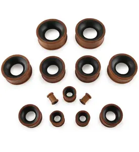 Two Tone Saba & Sono Concave Wood Tunnel Plugs