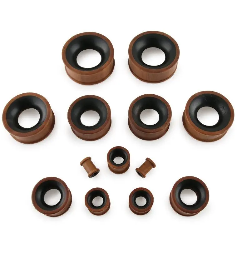 Two Tone Saba & Sono Concave Wood Tunnel Plugs