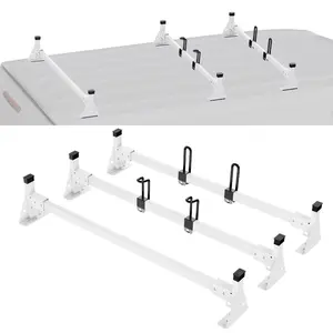 VEVOR Trailer Ladder Rack, 54 3 Crossbars Ladder Roof Rack, Heavy - duty Steel Van Roof Rack, 800 lbs Capacity Van Ladder Rack with Cargo Roller and Straps, Fit for Ford Transit 150 250 350, 2015 - 2022VEVOR Super Brand Day