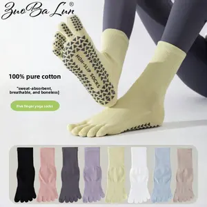 Yoga socks, professional non-slip mid-calf sports five-toe socks, floor Pilates autumn/winter split-toe long socks