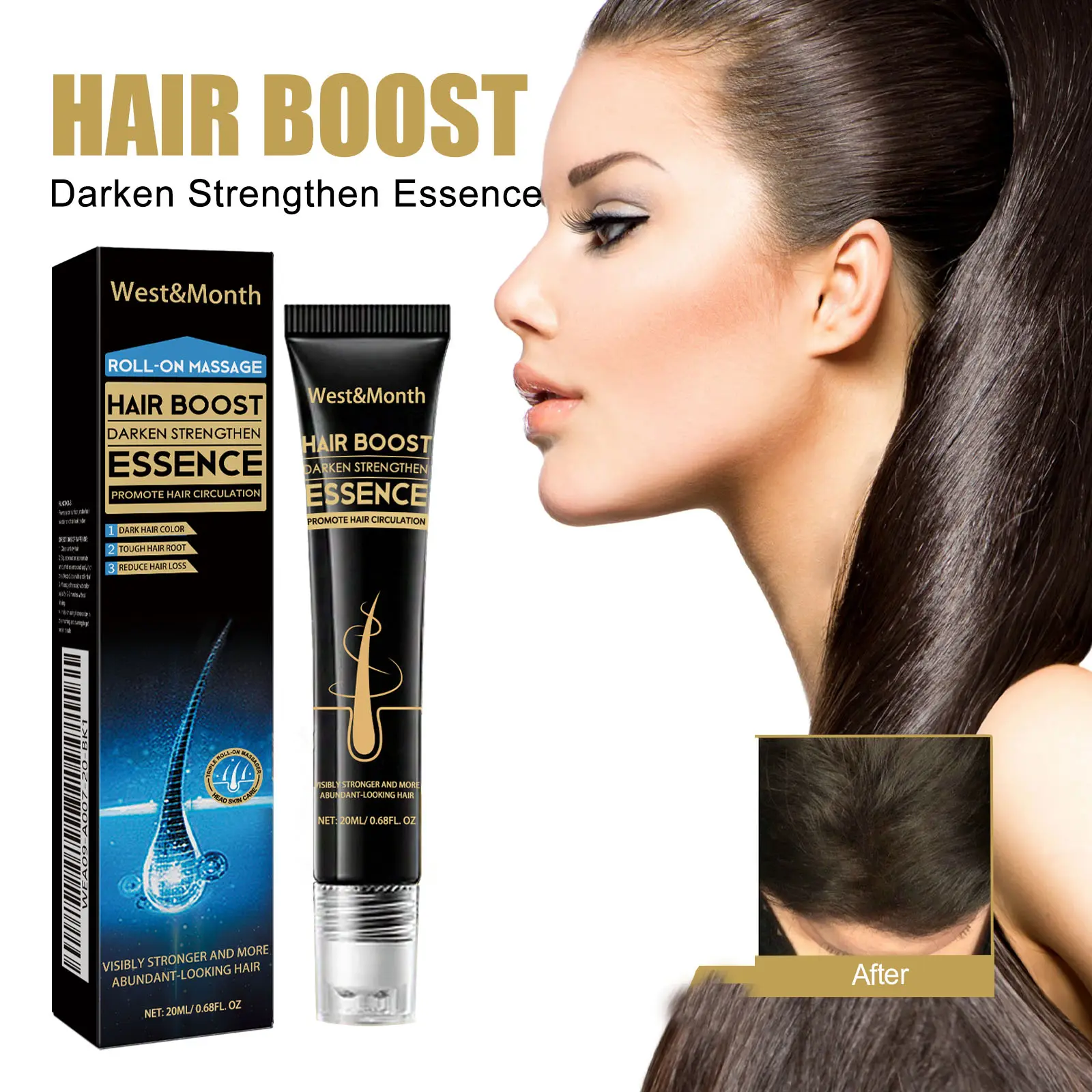 West&Month Scalp Massage Roller - Ginseng Grape Haircare Tool, Nourishing Hair Oil-Compatible, Root-Nourishing, Moisturizing for Darker, Thicker, Smoother Hair, Darken, Hair Loss Products