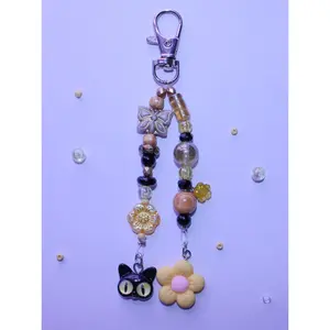 Black and Yellow Flower Bag Charm