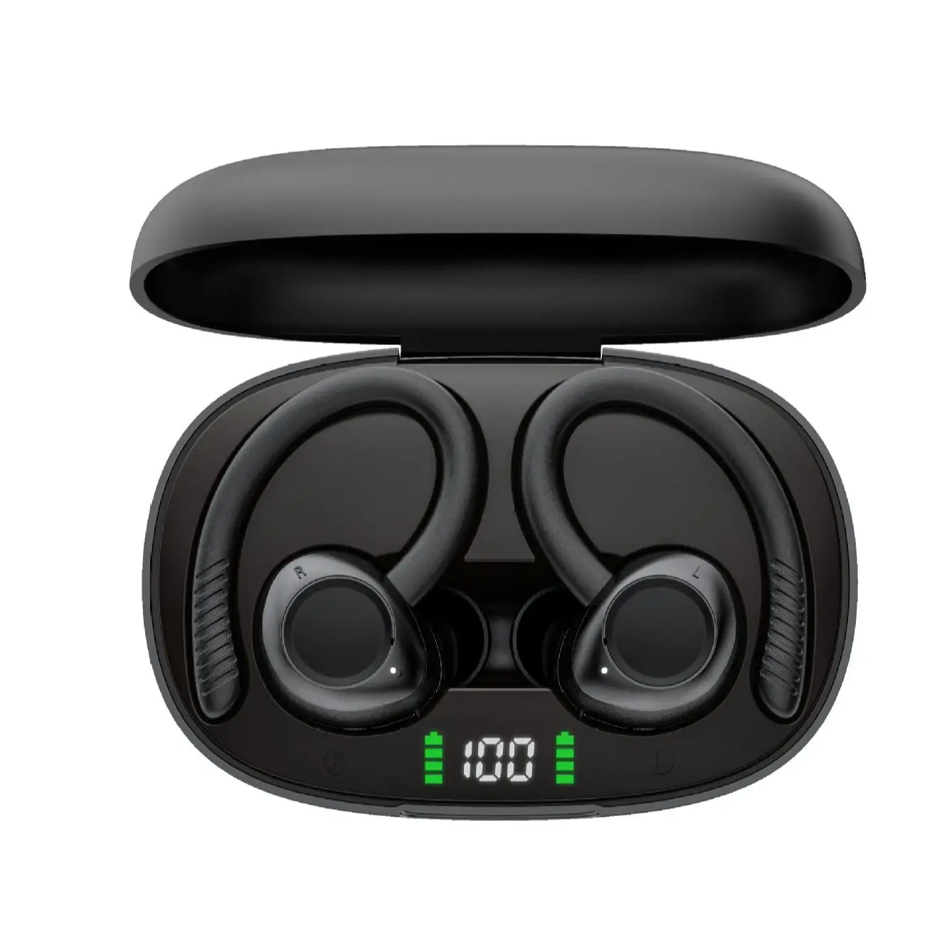 WHATOOK Wireless Earbuds Bluetooth 5.3 Headphones 24Hrs Playback Sports Ear Buds with Microphone Earhook Waterproof in Ear Earphones LED Power Display