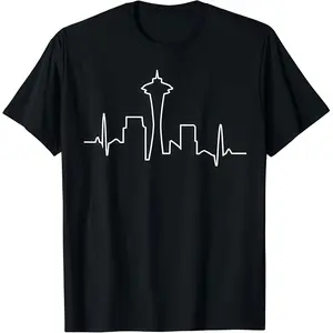 Seattle City Skyline Heartbeat | Funny Seattle Sweatshirt Printed in USA