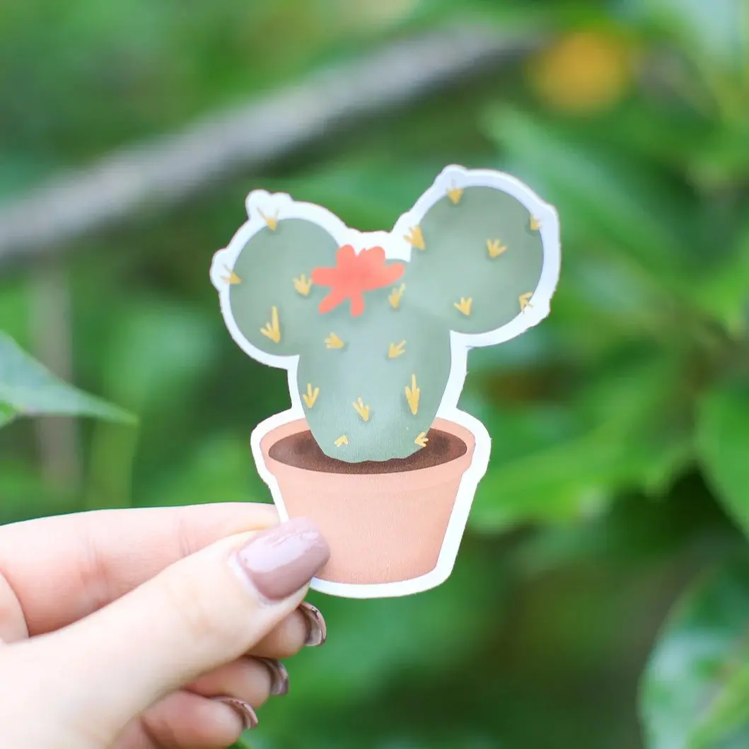 Mouse Cactus Sticker, Sticker, Succulent Sticker, Floral, Gift, Stickers, Laptop Stickers, Vinyl Stickers, Water Bottle Sticker, Glossy Decor Decorative