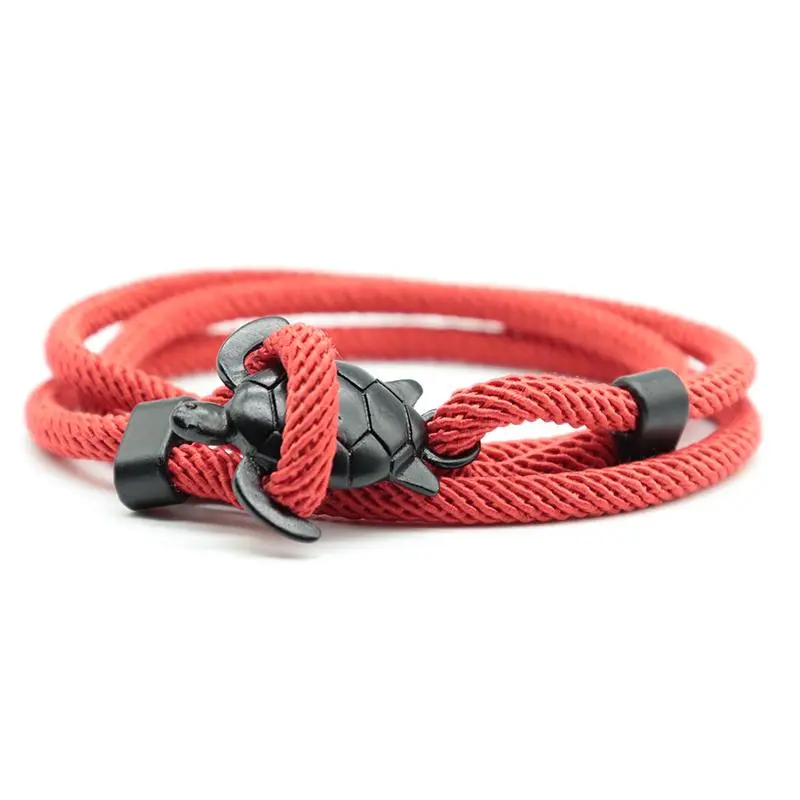 FASHION4U - Noter Marine Animals Turtle Bracelet Men Multilayer Adjustable Rope Braslet Summer Beach Surfing Accessories  Nautical Braclet