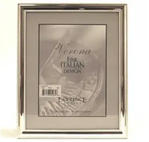 212 MAIN 5x7 Metal Photo Frame, Silver-Plate with Delicate Beading, Baby & Maternity Room Wall Decor