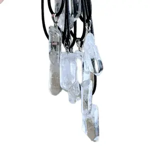 Natural Crystal Necklaces & Pendants Clear Quartz Stone Black Cord for Adults Elegant Jewelry Collection