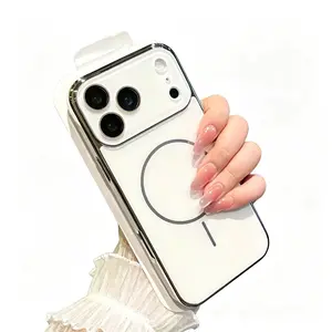 iP17PROMAX/AIR Electroplated Frame AG Matte Thin Ring Magnetic Phone Case 16promax High-end Feel Women Lens Film 15/14/13/12 Glass Back Panel Anti-drop Shockproof Smartphone Protective Cover