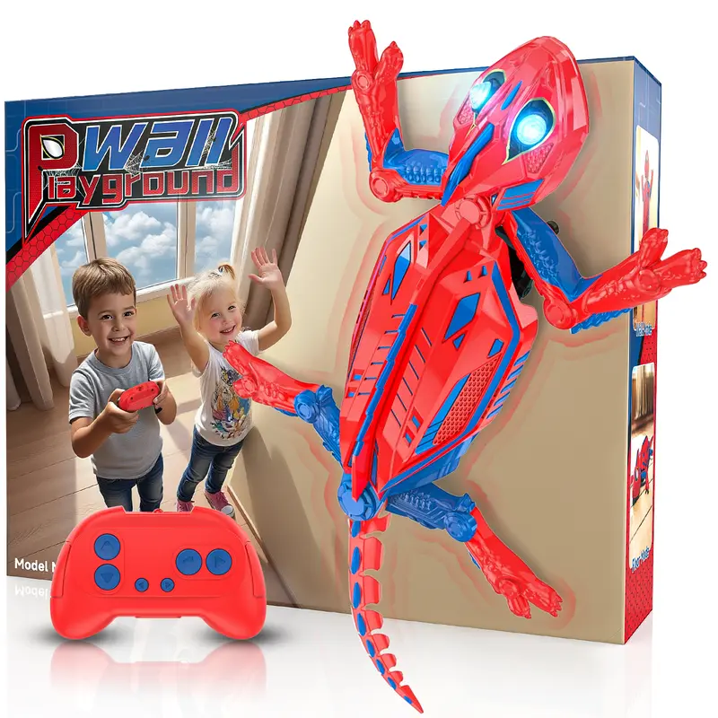 Aiencsai Wall-Climbing Remote Control Chameleon Reptile Toy - 360° Rotating RC Stunt Car with Light, Rechargeable, 33 ft Range, Kid Stuff for Boys, 3-12 Years, 4-6 Years