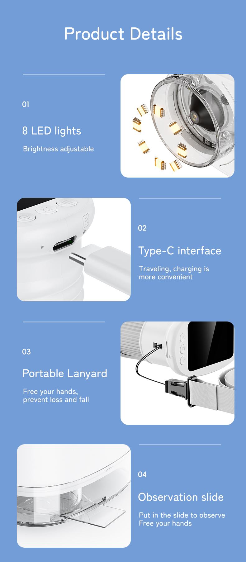 [TikTokShopBlackFriday] 1000X draagbare digitale microscoop met 4K 2'' IPS-scherm, USB-aangedreven draagbare microscoop voor kinderen en studenten, educatief wetenschappelijk speelgoed, compacte en duurzame kerstcadeaus