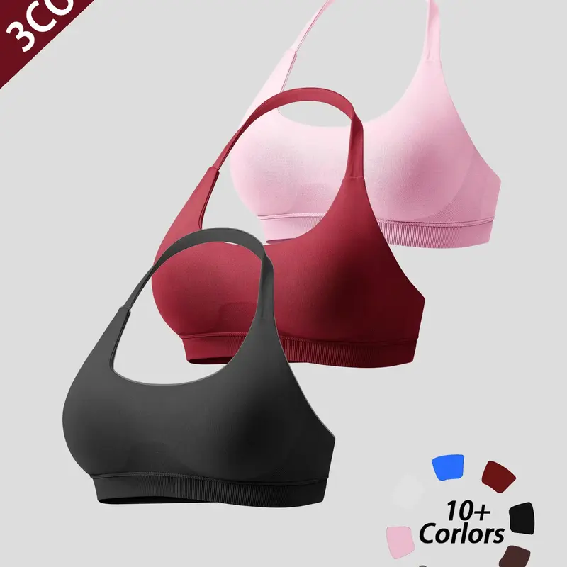 Women's Sporty Backless Halter Bra, Shockproof Push-Up Sports Top, Stretch Sports Bra, High-Waisted Yoga Set, Short Sleeve Workout Wear