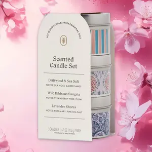 Threshold Tin Candle Set,3pk,Lavender Shores Driftwood Sea Salt,Trending Home Fragrance,TikTok Hot Sale,Mini Candles for Gifts,Aromatherapy Trio