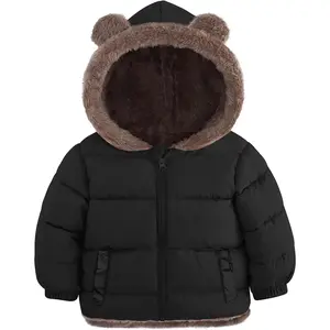 L-B04  6M-5T Baby Toddler Winter Fleece Coat Boys Girls Cute Bear Ear Hooded Jackets with Pockets