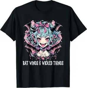 Bat Wings and Wicked Things - Pastel Goth - Vampire Doll T-Shirt - Ajitasirba Shop 53B0CC31RLKY