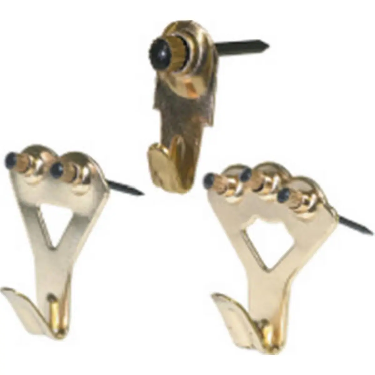 Hillman 212 MAIN Metal Brass Classic Hangable Picture Hangers with Nails, 32-Piece Compact Pack, 0.54 lbs, 4.25 x 2.69 x 1.25 in Wall Mount Home Decor Hanging Supplies, 32 Pieces