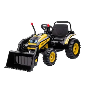 6V Kids Ride on Excavator, Bulldozer, Electric Construction Vehicle with Adjustable Bucket, Yellow Color, Realistic Sound, High/Low Speed Features