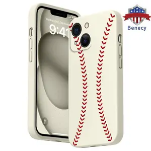 Straight Edge Baseball Pattern Man's Phone Case for iPhone 15 16 14 Pro Max 13 12 11 XR XS Plus E Shockproof Drop Protection Rugged Durable Silicone Cover Cellphone Protective Smartphone Casing