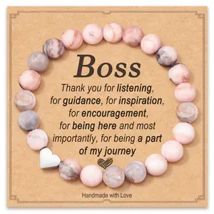 Boss Lady Gifts for Women, Natural Stone Bracelet for Boss Manager Principal Women Inspirational Boss Day Gifts