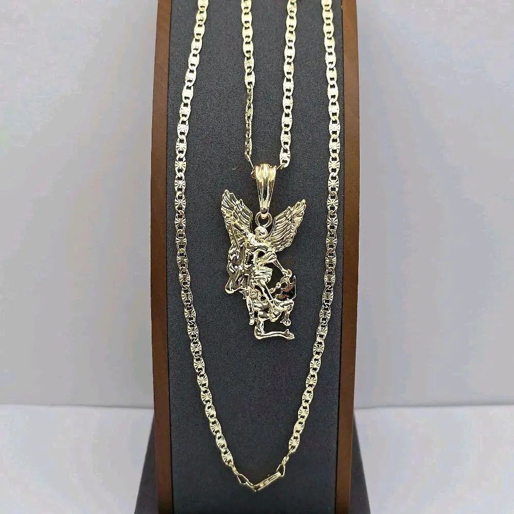 Saint Michael's gold color Gold-plated 24"inches necklace religious style